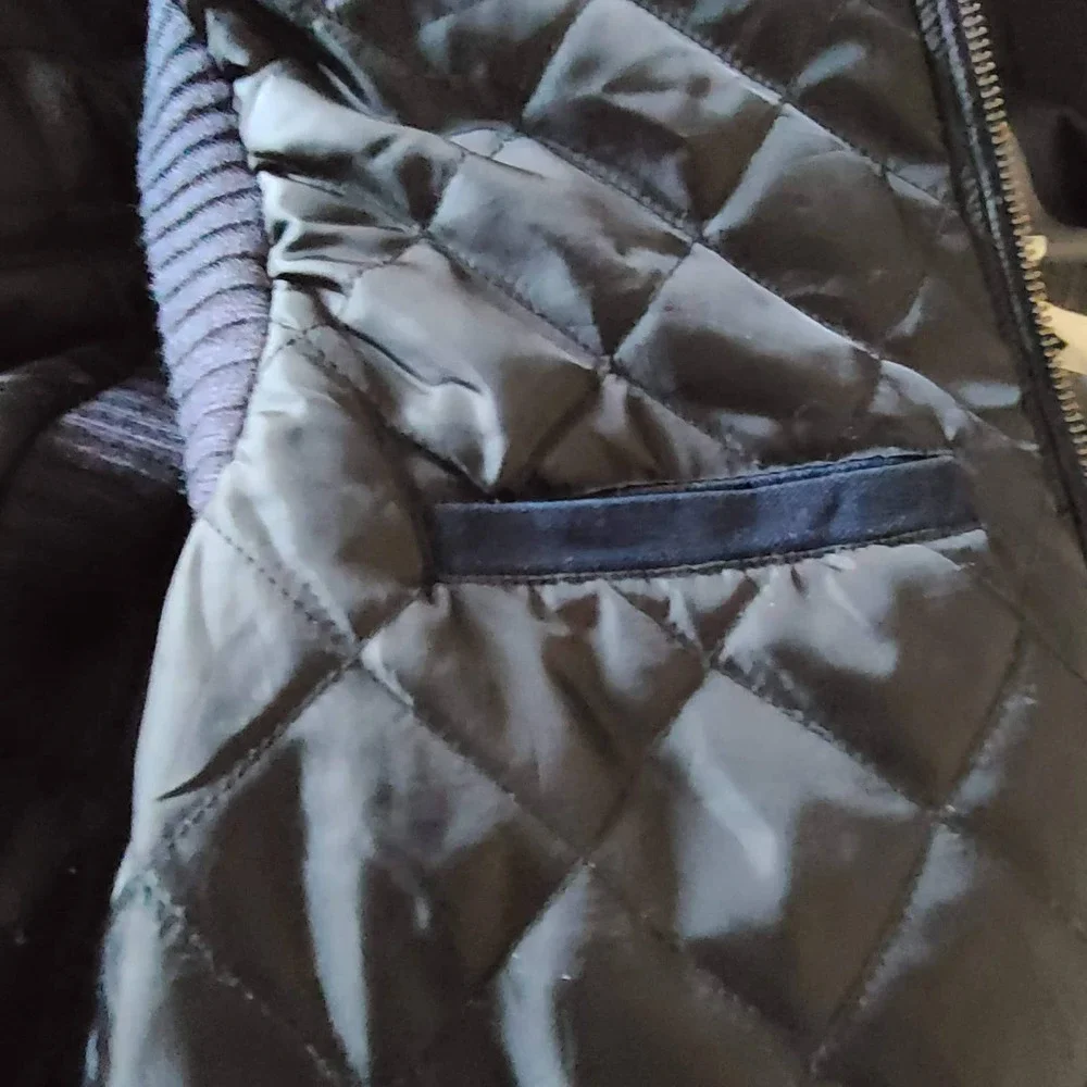 TRUE RELIGION Puffer Vest Blue Denim‎ Leather Trim Quilted M1WB015EG Size 3XL